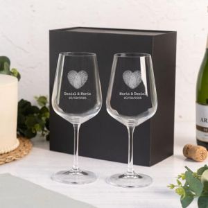 Wanapix | Pack 2 Verres à Vin Personnalisés | Boîte Cadeau Incluse | Verre à Vin en cristal gravés | Pack de Verres Vin en cristal Bohème personnalisables | Heart (Wanapix, neuf)