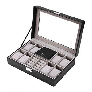 Coffret de rangement pour montres, Bo&icirc;te &agrave; Montres, Coffret Montres Homme/Femme, Boite de Rangement pour Montres, 10 Compartiments Bo&icirc;te &agrave; Montres et Bijoux Double Couche (WYANG188, neuf)