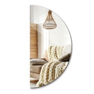 Grand Miroir Muraux Demi Rond 50x100 cm Original D&eacute;co Int&eacute;rieur Style Moderne Minimaliste sans Cadre Salle de Bain de Maquillage Montage Mural Horizontal ou Vertical &Eacute;l&eacute;gant avec Kit de Montage (Wallfluent, neuf)