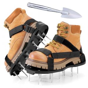 Ohuhu Sandales A&eacute;rateur Pelouse Installation Gratuite, A&eacute;rateur de pelouse avec Pelle en Acier Inoxydable, Chaussure &agrave; Gazon Chaussures &agrave; Ongles Scarificateur Gazon Chaussures pour Gazon, Noir (TSMART, neuf)