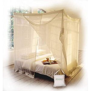 Moustiquaire de lit rectangulaire KLAMBOE &reg; Filet Anti-Insectes Haut de Gamme Fait Main - 210cm x 180cm x 235cm - Twin SAS - Ecru (Klamboe, neuf)