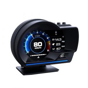 KAOLALI Affichage T&ecirc;te Haute HUD OBD2 + GPS, Compteur De Vitesse Affichage T&ecirc;Te Haute Voiture KMH/MPH avec Turbo/Altitude/Turbine/Temp&eacute;rature/Boussole/Huile/Eau/Boussole/Code D&eacute;faut (GELPARTS, neuf)