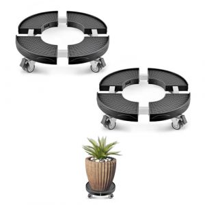 VEVOR Chariot à Poubelle Réglable 380-580 mm Socle à roulettes à Poubelles Rondes, Lot de 2, Capacité Charge 181,4 kg, avec 4 Roues Pivotantes Verrouillables, Chariot Plantes Multifonctionnel Robuste (New Clear FR, neuf)