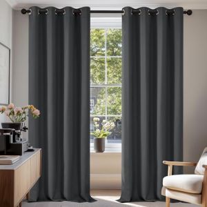 Deconovo Rideaux Occultants Isolant Thermique Anti Froid, Design Moderne à Oeillets, Rideaux pour Salon et Chambre, 140x220 CM (Largeur x Hauteur), Gris Foncé, 2 Pièces (Deconovo-Home, neuf)