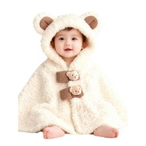Cape Poncho &agrave; Capuche pour Enfants Filles Gar&ccedil;ons Poncho d'Hiver en Fausse Fourrure Chaud &Eacute;pais Manteau de Si&egrave;ge Auto B&eacute;b&eacute; Ch&acirc;le d'Ours Mignon Veste Ext&eacute;rieur Coupe-vent pour Tout-Petits 0-3 Ans (AmoureuxUK, neuf)