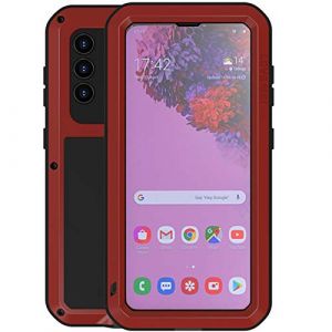LOVE MEI Coque pour Samsung Galaxy S21 5G, Aluminium M&eacute;tal &eacute;tanche Antichoc Militaire Heavy Duty Robuste Couverture Housse Coque pour Samsung Galaxy S21 5G (S21, Rouge) (Miyi's, neuf)