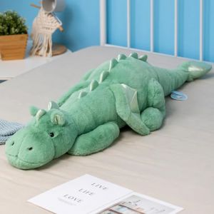 Ololele Dragon en peluche pond&eacute;r&eacute; de 100 cm, 3,2 kg, grand animal en peluche vert pond&eacute;r&eacute; pour enfants, disponible en rose, blanc, vert et bleu. Tr&egrave;s mignon dragon en peluche (OLOLELE, neuf)