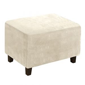 Housse de Pouf carré Housse de Protection pour Repose Pied Housse Repose Pied Housse de Pouf Housse ottomane en Velours Extensibles Beige (CHNSHOME-FR, neuf)