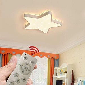 BININBOX Plafonnier LED chambre enfants étoile Lampe de plafond fille lumière garçon (Gradation Progressive, Bordure blanc(60 * 5cm) 48W) (BININBOX-FR, neuf)