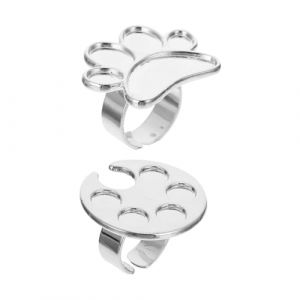 SOLUSTRE 2pi&egrave;ces Palette De Manucure Bague Plateau Pour M&eacute;lange Vernis &agrave; Ongles Ajustable Lot De Godets Ronds (Quxinen, neuf)