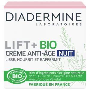 Diadermine - Lift+ Bio - Cr&egrave;me Visage Anti-&Acirc;ge Nuit - Lisse, Raffermit et Apaise - 99% d'ingr&eacute;dients d'origine naturelle - Soin du Visage - Soin Anti-Age - Certifi&eacute; BIO - Pot de 50 ml (A.S Deals Store, neuf)