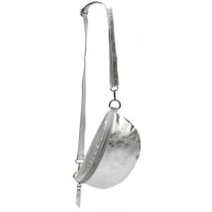 SH Leder &reg; Sac banane en cuir v&eacute;ritable pour femme, homme, unisexe - Grande sacoche de taille pour festival, voyage - Sac &agrave; bandouli&egrave;re Crossbody - 30 x 18 cm - Lala G399, argent&eacute;, L (SH Leder, neuf)