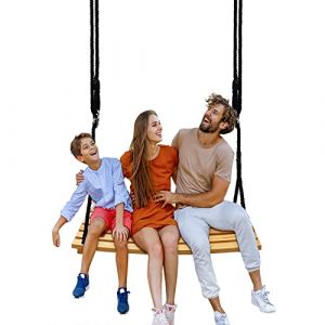 Taeku Balançoire Adulte, Imperméables Hêtre Arbre Balançoire en Bois Balançoire de Jardin avec Corde réglable Siège de Chaise pour Intérieur Extérieur (65 * 30cm) (Taeku SE, neuf)