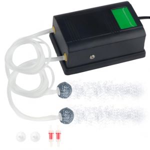 UYUYong Pompe à Oxygène Puissante Kit Bulleur Silencieux Réglable Double Sortie Bulleur Aquarium avec Pierre à Bulles Clapet Anti-Retour Tuyau d'air Ventouse Pompe Air Aquarium pour Réservoir Poisson (HAOQUAN, neuf)