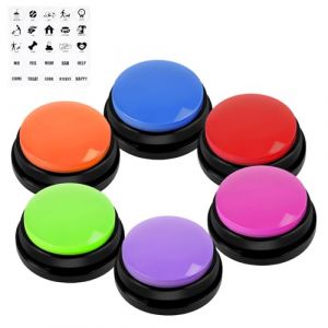 vsshe Buzzer Enregistrable Lot de 7, Bouton Enregistreur avec Enregistrement de 30 Secondes Buzzer Sonore, Bouton Communication pour Animaux (tirehor, neuf)