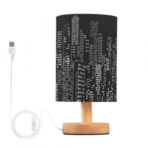 Mnsruu Lampe de chevet LED avec ports de charge USB New York Moderne City Lampe de chevet antidérapante pour chambre à coucher, salon, chambre d'enfant (ISAOA, neuf)
