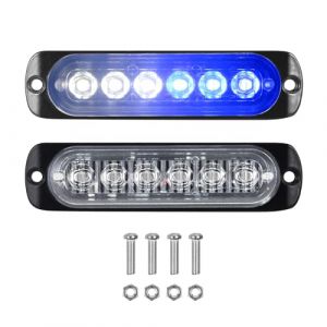 PICAA 2 Pi&egrave;ces Bleu+Blanc 6 LED Feux Stroboscopique Urgent Avertissement Flash Danger Lampe d'avertissement pour V&eacute;hicule Camion Remorque 12V-24V (Yuanpin-EU, neuf)