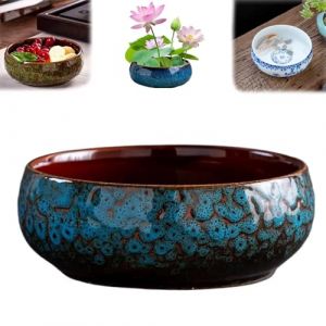 Pot Hydroponique,Pot De Fleur Ceramique,Plantes D'IntéRieur,Fleurs Vasque RéCipient Hydroponique Non Poreux De Grand Calibreavec GlaçUre Fluide, Applicable Aux Plantes Succulentes en Hydroponie (D) (Htianyi-eu, neuf)