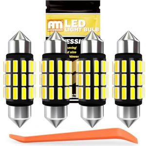 ANTEMOON 36mm Festoon C5W LED Ampoules 6500K Blanche 12V 24V 6418 Ampoule Navette LED 4014 18SMD Canbus Sans Erreur pour Int&eacute;rieur Plafonnier de Voiture &Eacute;clairage Plaque d'Immatriculation, 4Pcs (Antemoon, neuf)