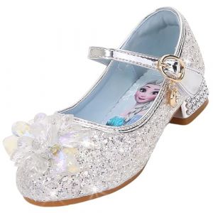 Vorkhuaeri Basket Enfant Fille Princesse Elsa, Chaussures de Danse Paillettes Costume Princesse, Adapt&eacute;es pour Habiller F&ecirc;te Cosplay Mariage No&euml;l (C2-Silver,27) (Vorkhuaeri, neuf)