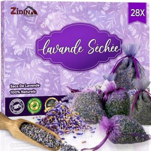ZIDINA 28 Sachets de Lavande S&eacute;ch&eacute;e pour Maison, et Voiture &ndash; Sachet Lavande Armoire, D&eacute;sodorisant Naturel et Antimites Vetements AR - Longue Dur&eacute;e Sachet Parfum&eacute; Armoire (Raimarket, neuf)
