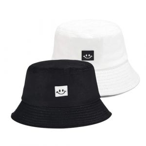 SEFIRST 2 Pcs Bob Chapeau de Soleil en Coton Homme Femme, Pliable Anti-UV Chapeau de Pêcheur Casquettes Visières Respirants Bucket Hat Été pour Outdoor Camping Voyage Randonnée Plage (Blanc, Noir ﻿ (MaiDuoDuo, neuf)