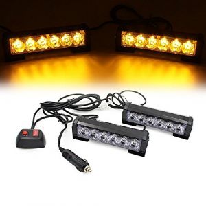 Triclicks 2 * 6 LEDs Feux de Pénétration Lumière Stroboscopique Eclairage Clignotant à 9 Modes pour Voiture Camion Véhicule SUV Lampe pour Avertissement Urgence Secours Travaux DC12V (houndsports, neuf)