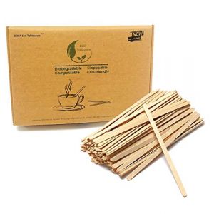 Lot de 1000 Touillettes Agitateurs de Café en Bois, 14 cm/5.5 in Touillette Cocktail Biodégradables Agitateur Café Jetablespour Boisson Chaude et Froide (BOFA DAILY, neuf)