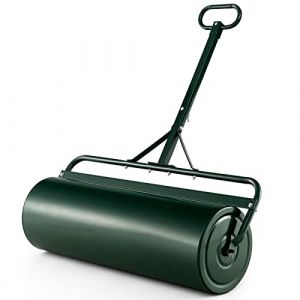 COSTWAY Rouleau à Gazon de Jardin en Métal avec Poignée de Préhension Détachable, Rouleau de Pelouse Rempli d'eau/Sable 113L- Ø 40 CM, Idéal pour Obtenir Pelouse (Vert) (FDS GmbH, neuf)