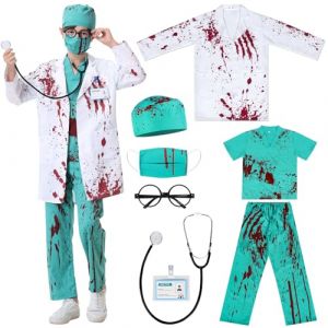 Cheffery Déguisement Docteur Enfant, Deguisement Halloween Enfant Zombie Deguisement- Stéthoscope, Jeu D'Imitation Docteur Kit, Médecin Enfant Halloween Carnival Costume Garçon Fille 3-10 ans (120) (STELLARVERTEX HUNGARY Kft., neuf)