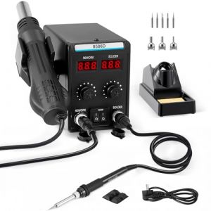 Station de Soudage, 2 en 1 de Station Soudage &agrave; Air Chaud et Fer a Souder avec Temp&eacute;rature R&eacute;glable Pr&eacute;cis, Affichage LED, Kit de Station pour l'&eacute;lectronique, Projets de Bricolage, R&eacute;paration (WIND FLIES LIMITED, neuf)