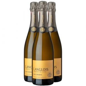 Crémant de Loire Brut Réserve - Blanc - Langlois-Château - Vin Blanc du Val de Loire (3x75cl) Effervescent (e-boissons, neuf)