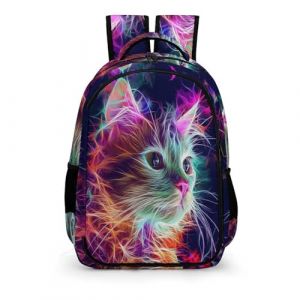 TPISLI CArtable Chat Fille Primaire Collège Élémentaire Sac À Dos Garçons Scolaire, Sacs Animal Chat Pour D'école Enfant Ado 8 9 10 11 12 13 14 15 16 17 18 Ans School Bags (Lly1976, neuf)