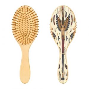 SKYSHU Peintures murales égyptiennes, brosse à cheveux en bois naturel avec poils en bois confortables, brosse à cheveux ovale démêlante et coiffante pour femmes, hommes et enfants, tous types de (SKYSHU, neuf)
