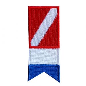 Toygogo Patch Ecusson Brode Thermocollant Drapeau Scuba Plongee Tete de Mort Diver - Bleu Blanc Rouge, comme Décrit (LOVIVER FR, neuf)