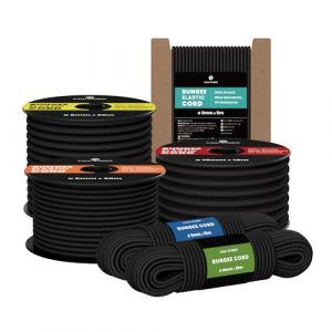 Kamu Synber Tendeur Élastique Corde Elastique 4mm x 10m Sandow Elastique pour Bâche, Remorque, Bateau, Camping | Noir (Kamu Synber, neuf)