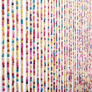 SanBouSi Rideau de porte en perles de bambou - 27 brins - Arc-en-ciel - Bois naturel multicolore - Rideau &agrave; fils - Anti-insectes - Artisanat - 90 x 175 cm (Aninze, neuf)