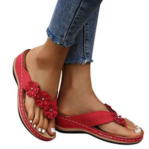 Tongs Sandales Orthop&eacute;diques Femme Tongs Ergonomique Claquettes Semelle Epaisse Flip Flops Enfiler Bout Ouvert Sandale Piscine Arch Support Sandals Semelle Souple Chaussures Plate-Forme (Denlv, neuf)