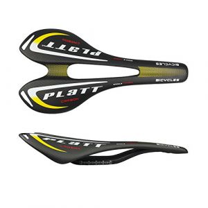 Platt Selle de vélo en carbone 3 K, mate, légère, pour vélo de route et VTT, jaune (PLATT FR, neuf)