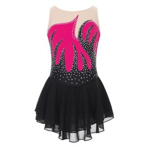 YiZYiF Justaucorps Gymnastique Enfant Fille Robe Danse Classique Ballet Asymétrique Tenue de Patinage Artistique Robe Danse Lyrique Contemporaine Dancewear 5-16 Ans Rose vif F 9-10 ans (Shifang, neuf)