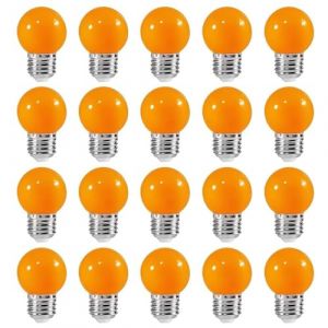 ZFQ Lot de 20 Ampoule LED Couleur E27 2W équivalente 20W E27 Ampoule économie Guirlande lumière de golf Orange LED Ampoules Multicolore pour Maison Bar Fête Décoration d'ambiance (ZFQ, neuf)