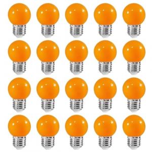 ZFQ Lot de 20 Ampoule LED Couleur E27 2W équivalente 20W E27 Ampoule économie Guirlande lumière de golf Orange LED Ampoules Multicolore pour Maison Bar Fête Décoration d'ambiance (ZFQ, neuf)