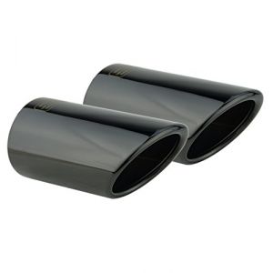 L&P A295 Embout Echappement noir inox Lot de 2 Embouts d'échappement compatible avec Audi A4 B8 A5 5T 1,8TFSI 2,0TDI - Polis miroir chromé - Plug & Play pour tuyau d'échappement de 65mm (Inter-Sale24de, neuf)