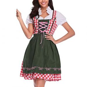 Générique Costume Bavaroise Femme,Costume bière Deguisement Oktoberfest Robe Longue 3XL Dirndl Femme Oktoberfest Oktoberfest Vêtements Deguisement Halloween fantome Costume Carnaval Adulte (Maythere, neuf)