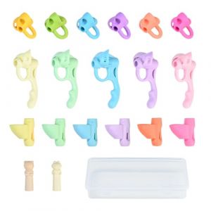 17Pcs Guide Doigts Ecriture Enfant, Ergonomique Aide Ecriture Enfant, Guide Doigt Enfants En Silicone, Five-Finger Orthosis Aide Ecriture Enfants, Avec 1 Trousses Transparentes Empilables(Multicolore) (kaijiayi, neuf)