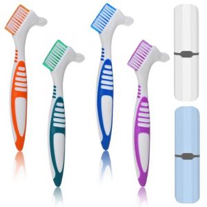 4 Pi&egrave;ces Brosse Nettoyage Prothese, Brosse a Dent Pour Dents Artificielles, Avec Bo&icirc;te de Rangement, Brosse &agrave; Dents pour Proth&egrave;ses Dentaires &agrave; Poils Multiples, pour le Nettoyage des Fausses Dents (MFSSEU, neuf)