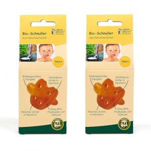 Gruenspecht Lot de 2 t&eacute;tines bio en caoutchouc naturel pour b&eacute;b&eacute; de 18 mois et plus - Collerette souple en forme de c&oelig;ur - Forme orthodontique (babywaren24, neuf)