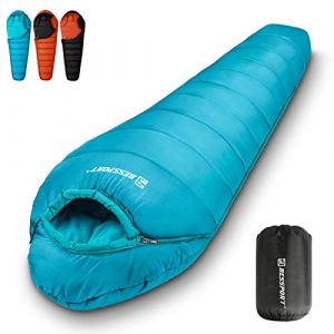Bessport Sac de Couchage -9℃ pour de Couchage Momie pour Adultes 3-4 Saisons Compact Sac Couchage Sarcophage Grand Froid, Convient pour Le Camping, la randonnée, Les activités de Voyage en Plein air (EU-KXX, neuf)