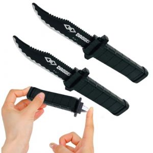 LONZIKP 2 Pièces Couteaux de Magie Disparus Couteaux de Théâtre à Lame Rétractable Faux Couteaux de Magie en Plastique Accessoires de Magie pour Adultes Farce d'Avril (Style Classique) (ZHANG ZY, neuf)