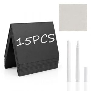 Mini Tableau Noir Ardoise,15PCS 10&times;7.5cm Mini Tableaux &agrave; &eacute;crire,Pr&eacute;sentoirs De Prix En Forme De V Pour La Restauration,Tableau Craie Avec 2 Stylos,Mini Tableaux &agrave; &eacute;crire Pour Buffet,Mariage,F&ecirc;te (Jiayimy, neuf)